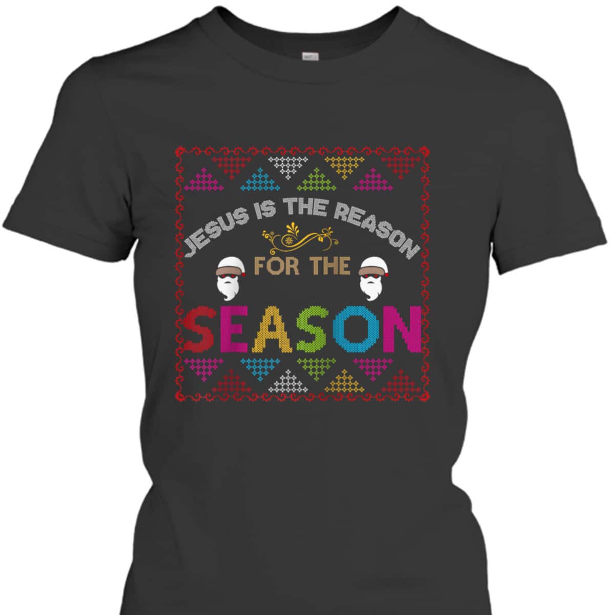 Christian Jesus The Reason Xmas Holiday Season Christmas Spirit T-Shirt Christian Jesus The Reason Xmas Holiday Season Christmas Spirit T-Shirt