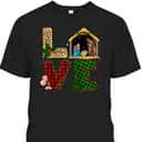 Leopard Plaid Christmas Nativity Christian Love T-Shirt