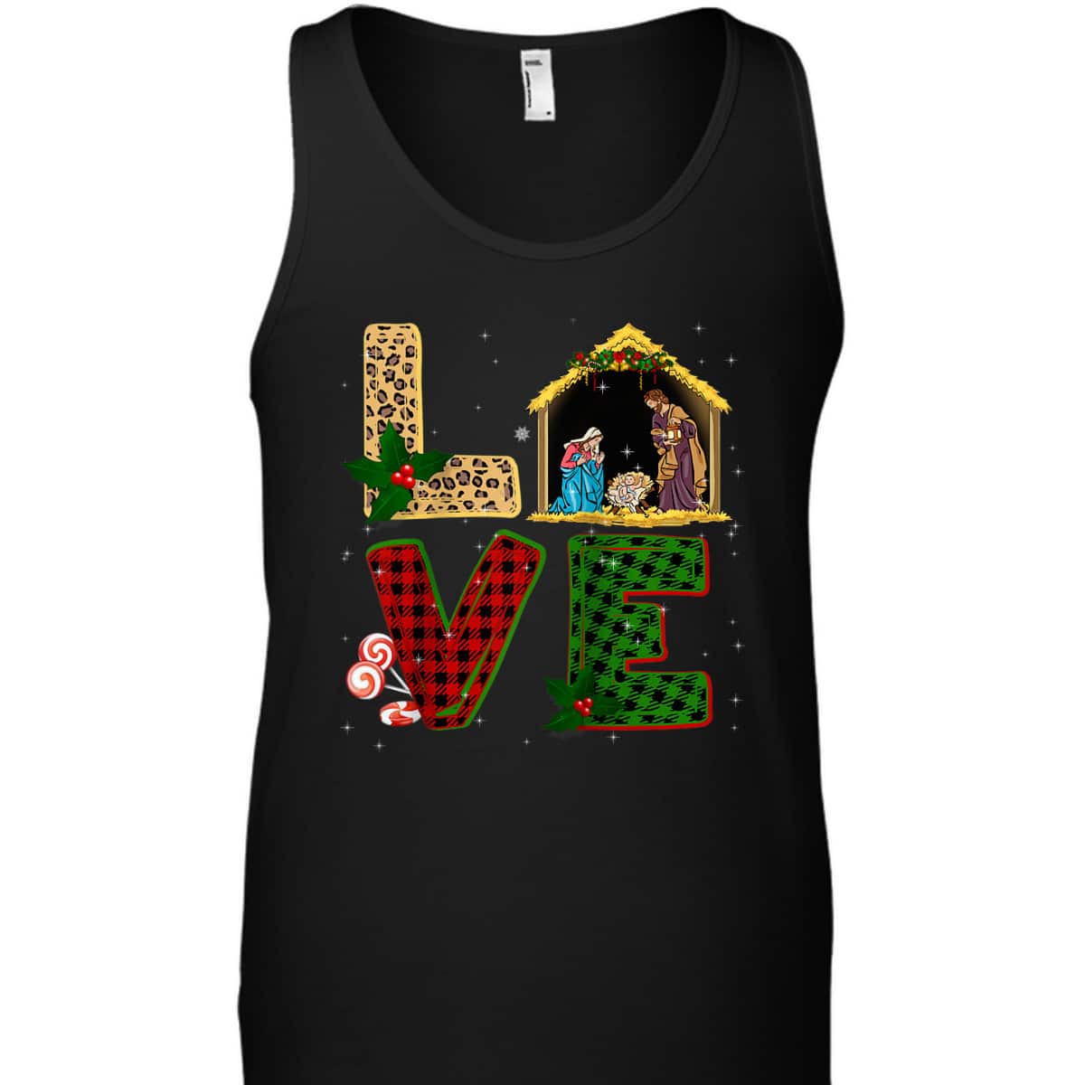Leopard Plaid Christmas Nativity Christian Love T-Shirt Leopard Plaid Christmas Nativity Christian Love T-Shirt
