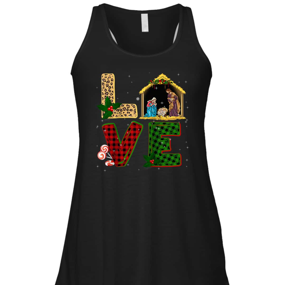 Leopard Plaid Christmas Nativity Christian Love T-Shirt