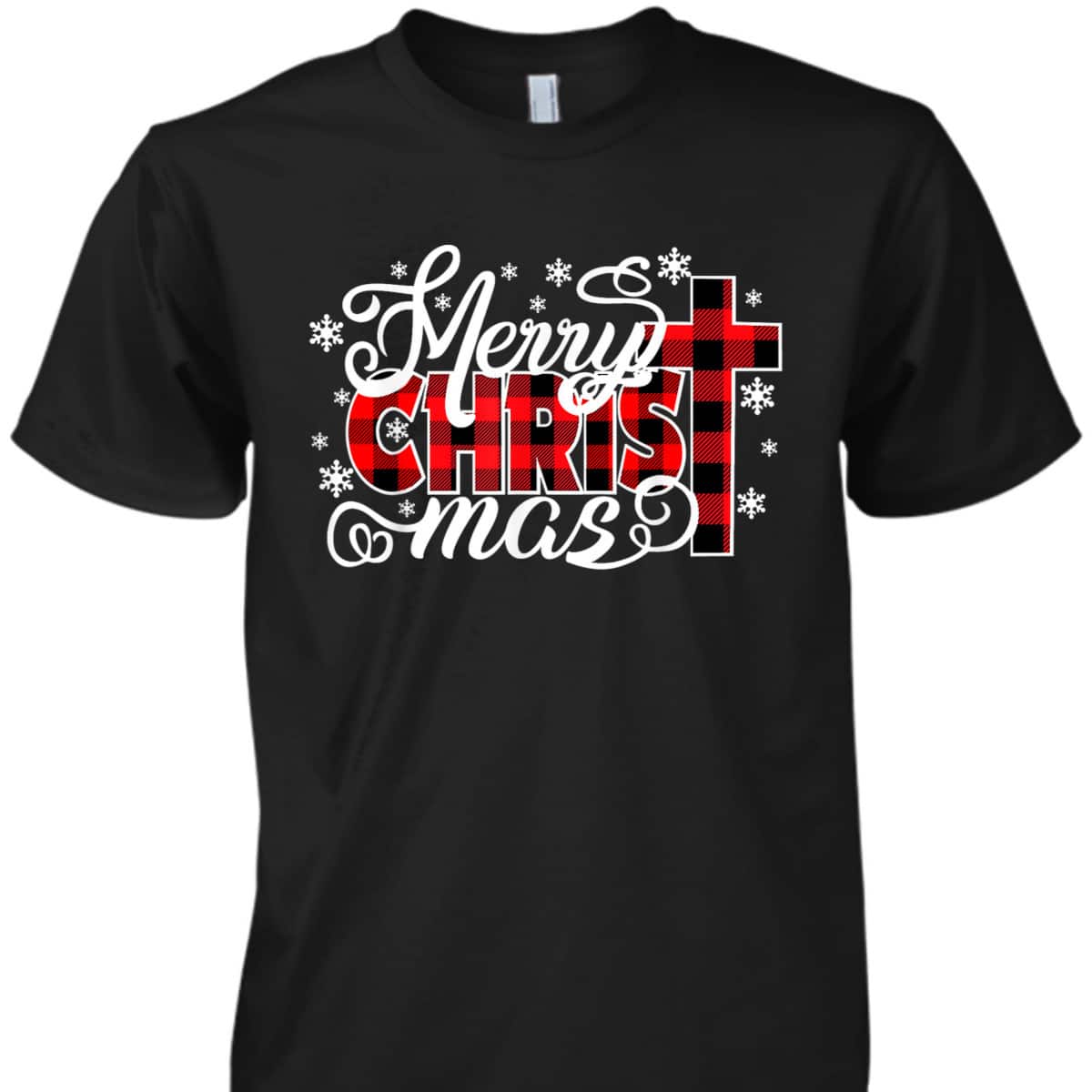 Merry Christmas Red Buffalo Plaid Christ-Mas T-Shirt