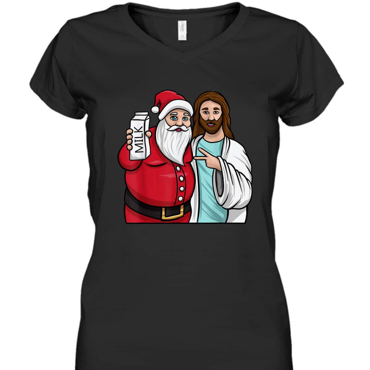 Christmas Santa And Jesus Jingle Bros Milk Lover Funny Christian T-Shirt Christmas Santa And Jesus Jingle Bros Milk Lover Funny Christian T-Shirt