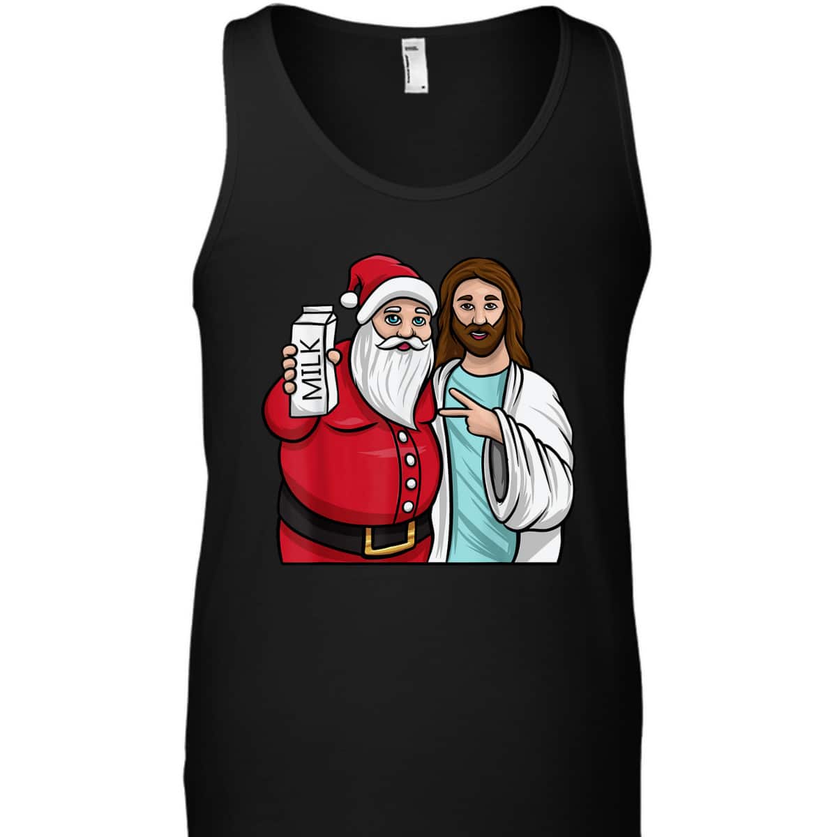 Christmas Santa And Jesus Jingle Bros Milk Lover Funny Christian T-Shirt Christmas Santa And Jesus Jingle Bros Milk Lover Funny Christian T-Shirt
