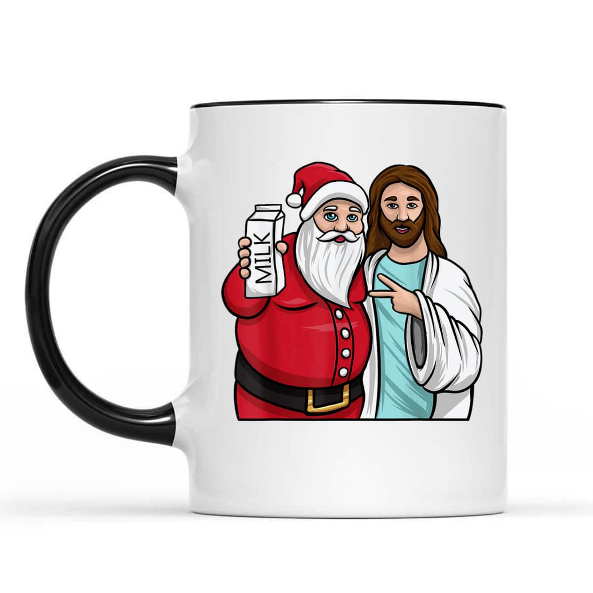 Christmas Santa And Jesus Jingle Bros Milk Lover Funny Christian T-Shirt Christmas Santa And Jesus Jingle Bros Milk Lover Funny Christian T-Shirt