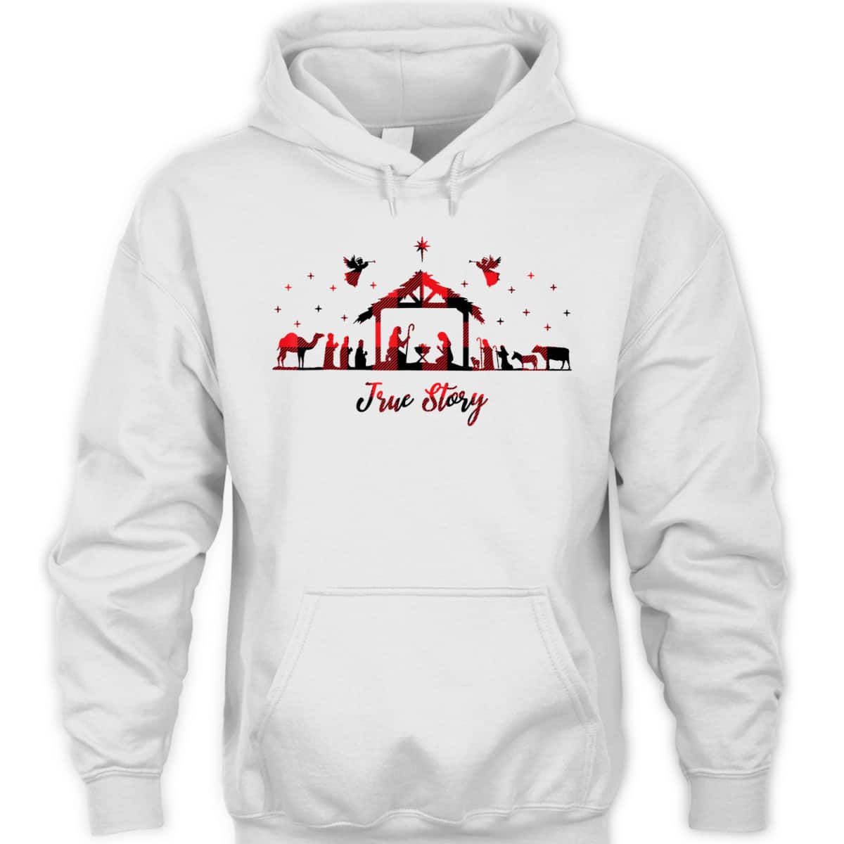 True Story Christmas Nativity Scene Xmas Buffalo Red Plaid T-Shirt