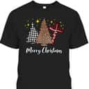 Plaid Xmas Tree Christian Cross Jesus Merry Christmas T-Shirt