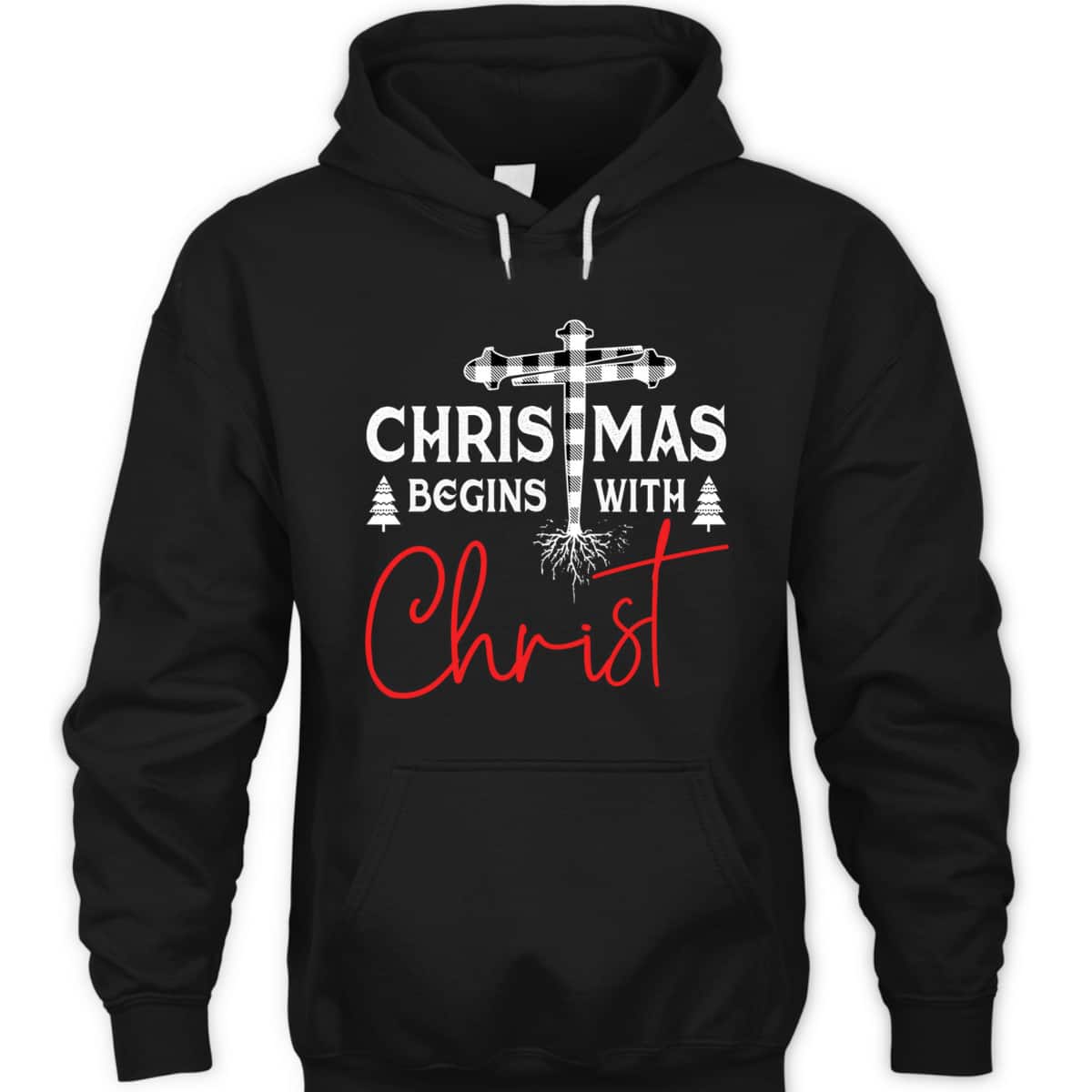 Christian White Plaid Christmas Begins With Christ Xmas T-Shirt Christian White Plaid Christmas Begins With Christ Xmas T-Shirt