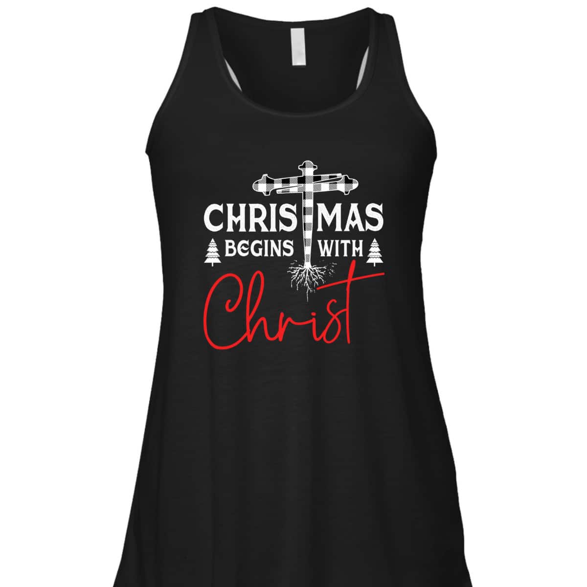 Christian White Plaid Christmas Begins With Christ Xmas T-Shirt Christian White Plaid Christmas Begins With Christ Xmas T-Shirt