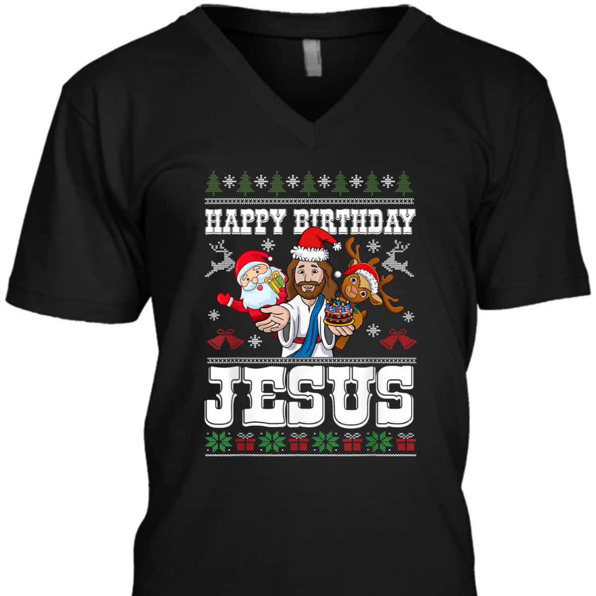 Happy Birthday Jesus Merry Christmas Santa Christian Xmas T-Shirt