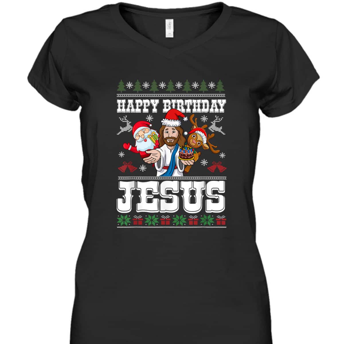 Happy Birthday Jesus Merry Christmas Santa Christian Xmas T-Shirt