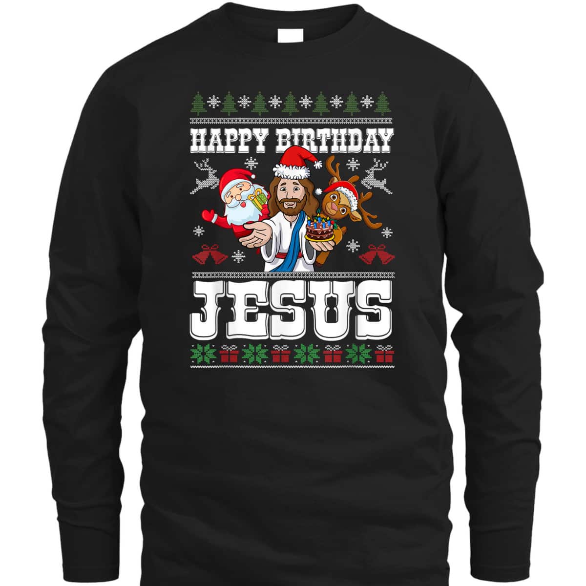 Happy Birthday Jesus Merry Christmas Santa Christian Xmas T-Shirt