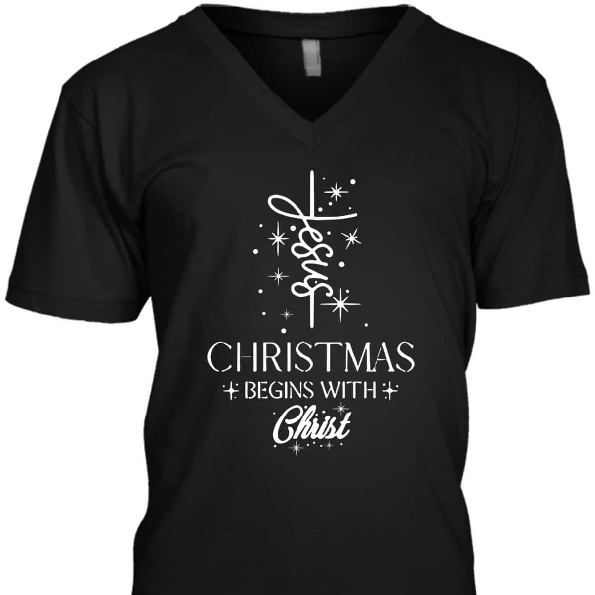 Christmas Begins With Christ Christmas Xmas Christian Spirit Religious T-Shirt