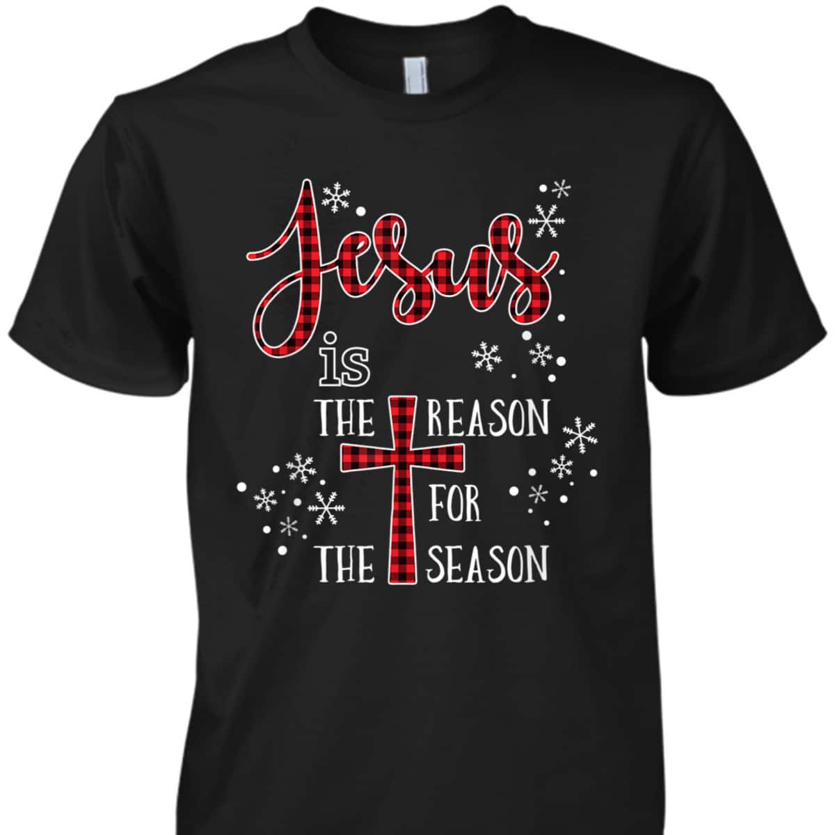 Cute Jesus Is The Reason For The Season Buffalo Plaid Pajama T-Shirt