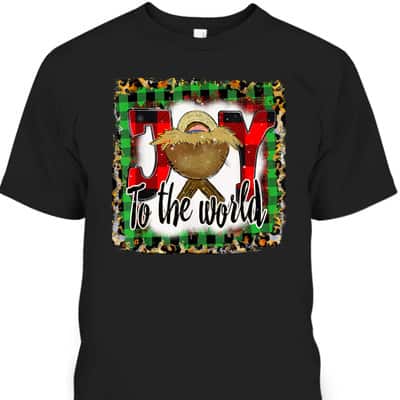 Joy To The World Baby Jesus Buffalo Plaid Leopard Christmas T-Shirt