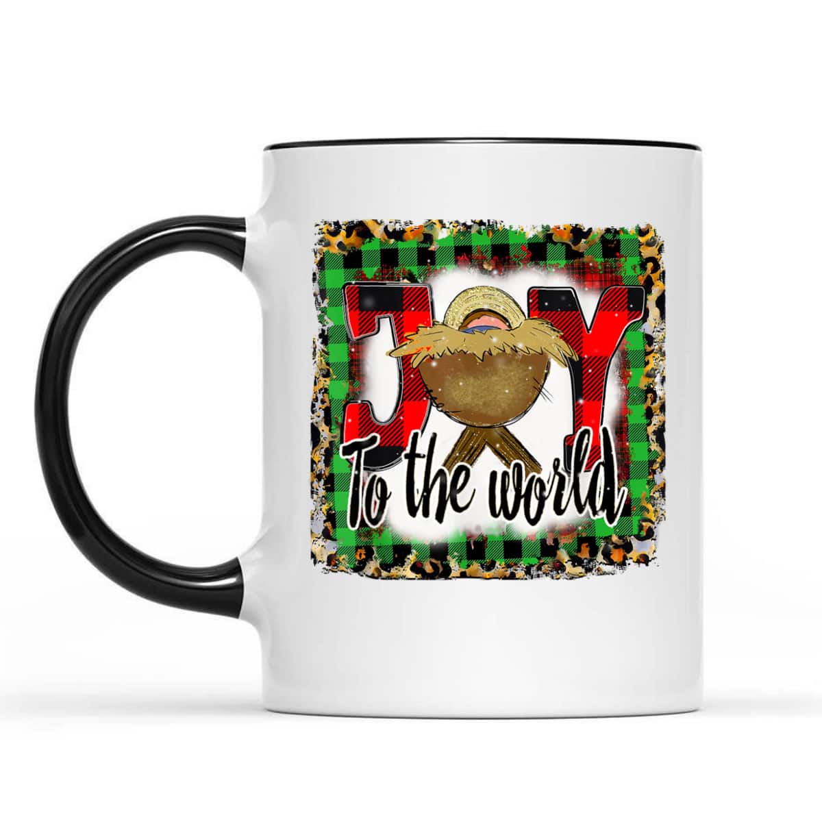 Joy To The World Baby Jesus Buffalo Plaid Leopard Christmas T-Shirt Joy To The World Baby Jesus Buffalo Plaid Leopard Christmas T-Shirt