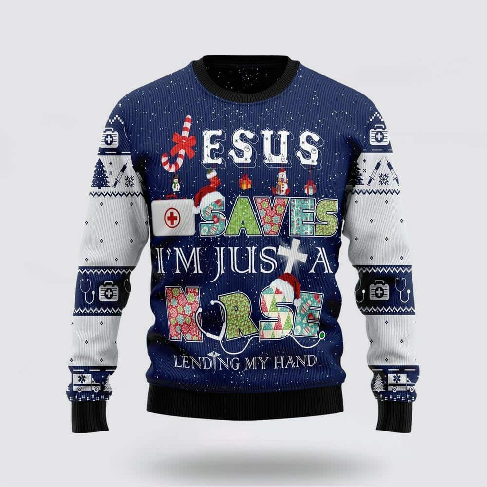 Christian Ugly Christmas Sweater Nurse Life Jesus Saves Ugly Christmas Ugly Christmas Sweater Jesus Religious Gifts Christian Ugly Christmas Sweater Nurse Life Jesus Saves Ugly Christmas Ugly Christmas Sweater Jesus Religious Gifts