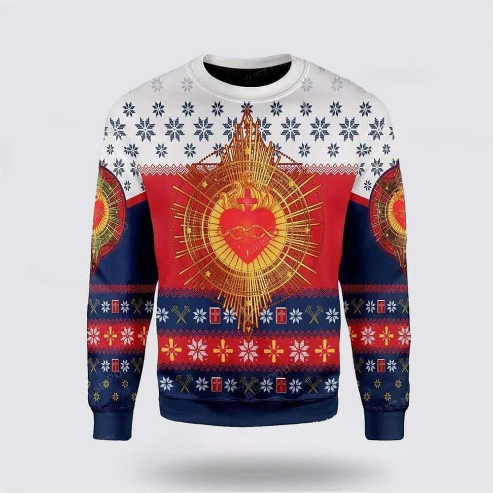 Christian Ugly Christmas Ugly Christmas Sweater Sacred Heart Jesus Lovers Gifts Christian Ugly Christmas Ugly Christmas Sweater Sacred Heart Jesus Lovers Gifts
