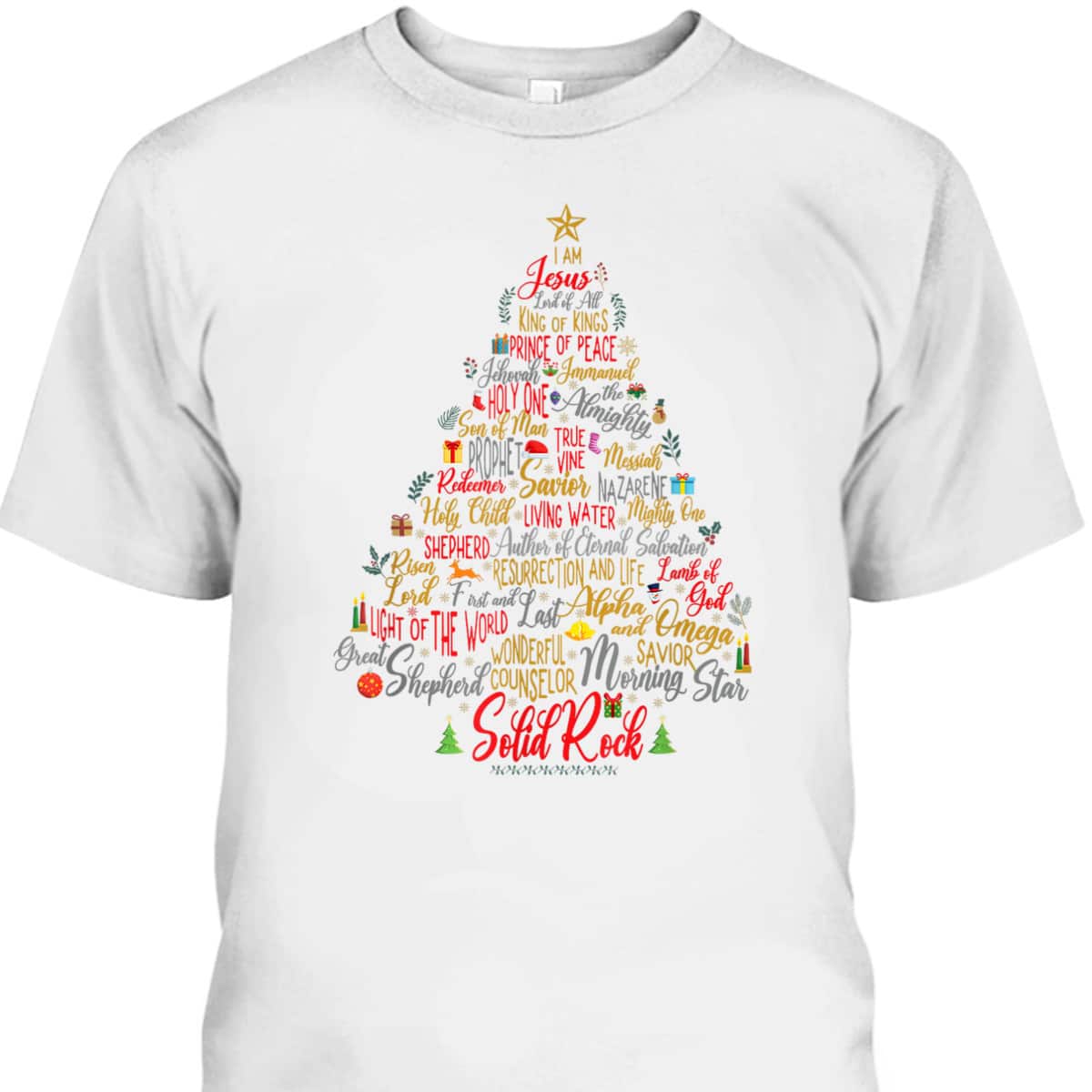 Names Of Jesus Christmas Tree Amazing Xmas Tree Christian Religious T-Shirt Names Of Jesus Christmas Tree Amazing Xmas Tree Christian Religious T-Shirt