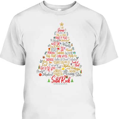 Names Of Jesus Christmas Tree Amazing Xmas Tree Christian Religious T-Shirt
