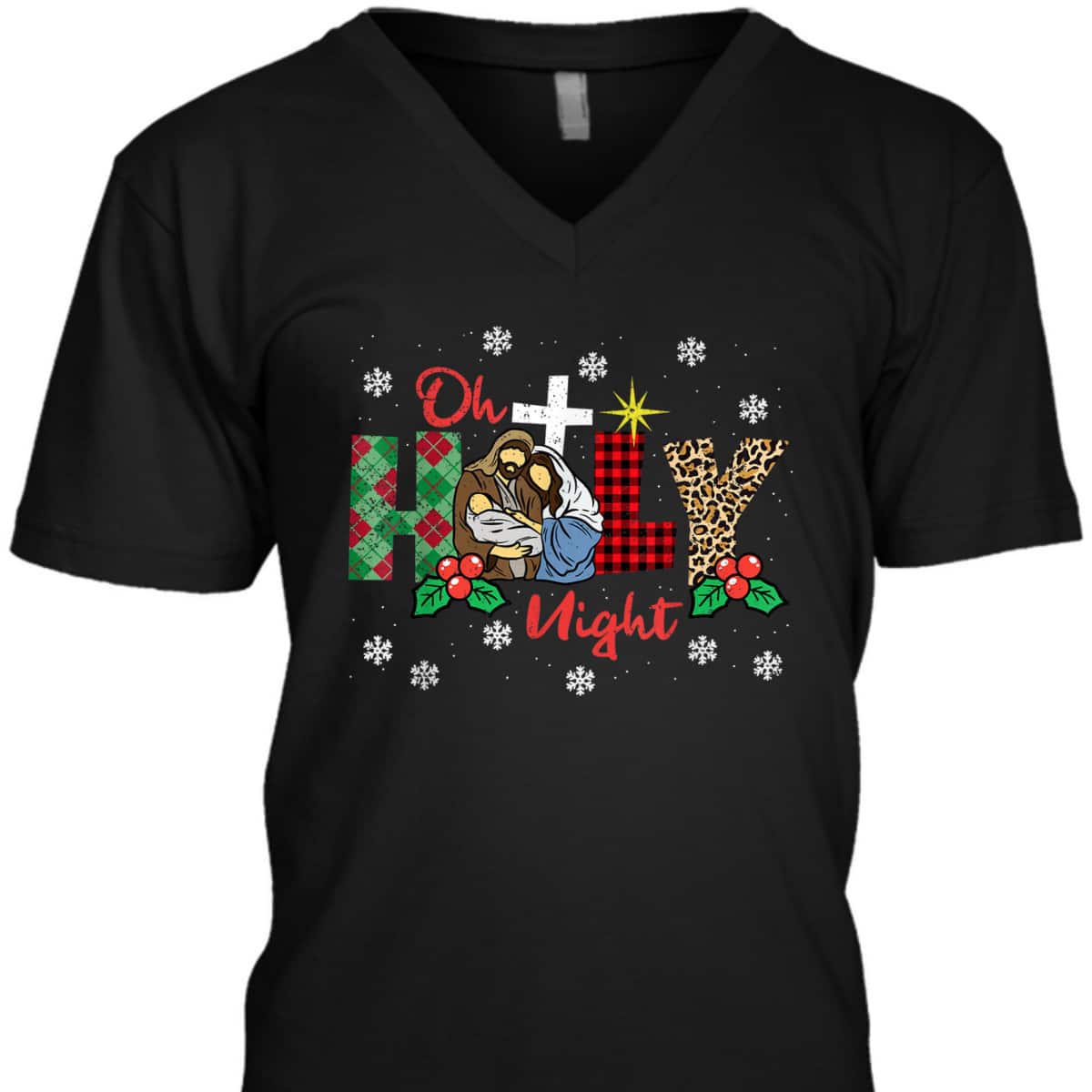 Oh Holy Night Christmas Pajama X-Mas Plaid Christian T-Shirt Oh Holy Night Christmas Pajama X-Mas Plaid Christian T-Shirt