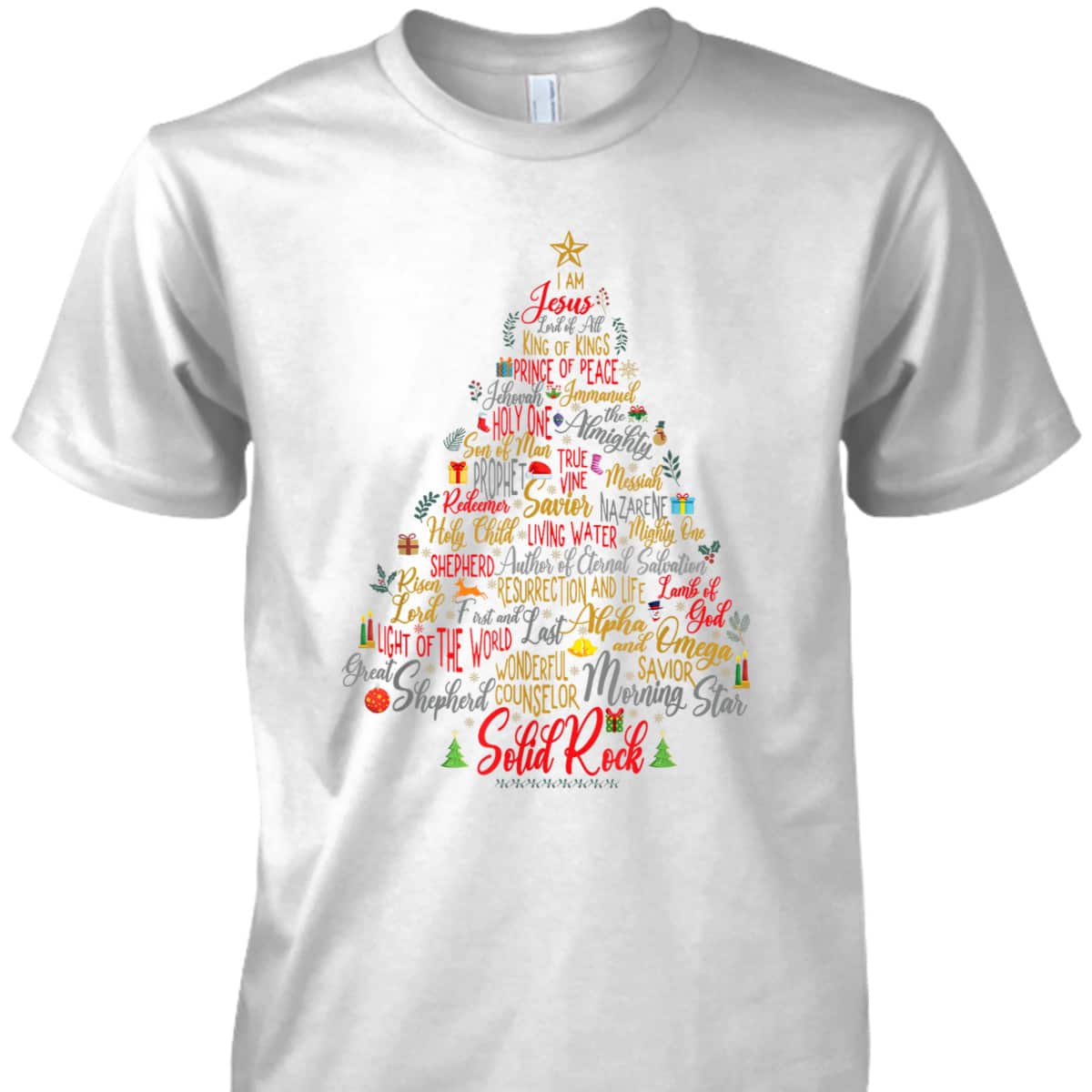 Names Of Jesus Christmas Tree Amazing Xmas Tree Christian Religious T-Shirt Names Of Jesus Christmas Tree Amazing Xmas Tree Christian Religious T-Shirt