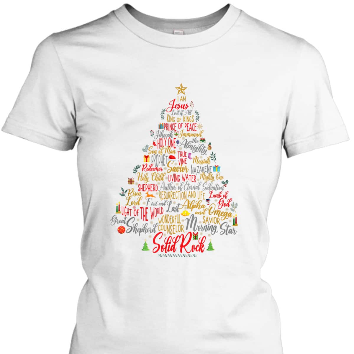 Names Of Jesus Christmas Tree Amazing Xmas Tree Christian Religious T-Shirt Names Of Jesus Christmas Tree Amazing Xmas Tree Christian Religious T-Shirt