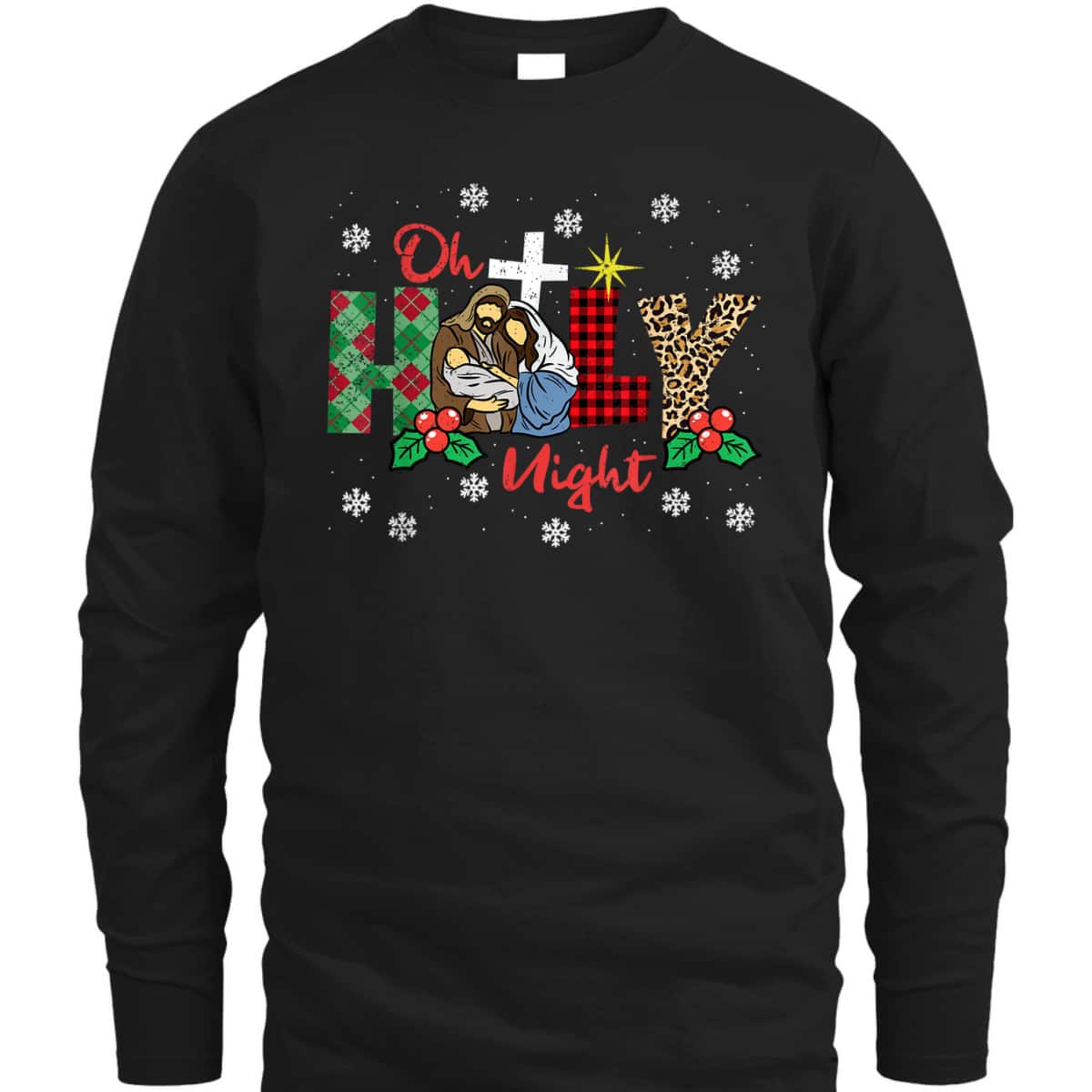 Oh Holy Night Christmas Pajama X-Mas Plaid Christian T-Shirt Oh Holy Night Christmas Pajama X-Mas Plaid Christian T-Shirt