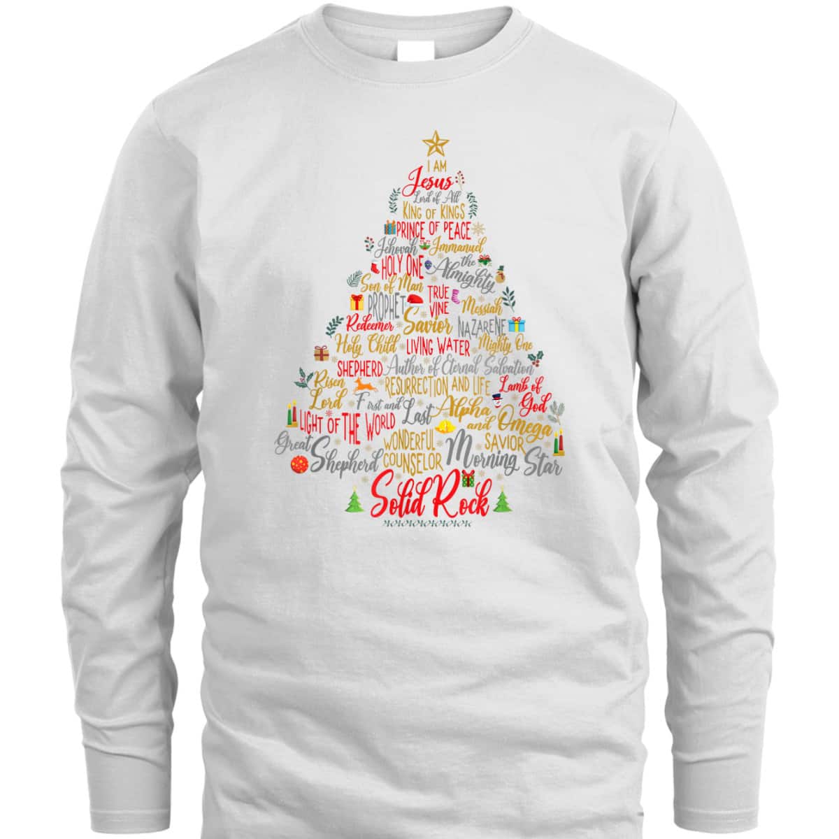 Names Of Jesus Christmas Tree Amazing Xmas Tree Christian Religious T-Shirt Names Of Jesus Christmas Tree Amazing Xmas Tree Christian Religious T-Shirt
