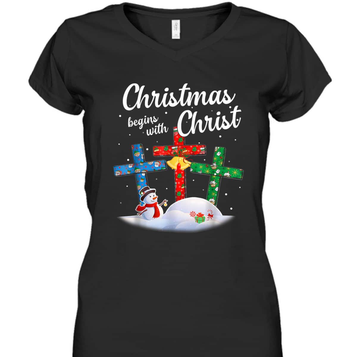 Christmas Begins With Christ Snowman Christian Cross Religious Xmas T-Shirt Christmas Begins With Christ Snowman Christian Cross Religious Xmas T-Shirt
