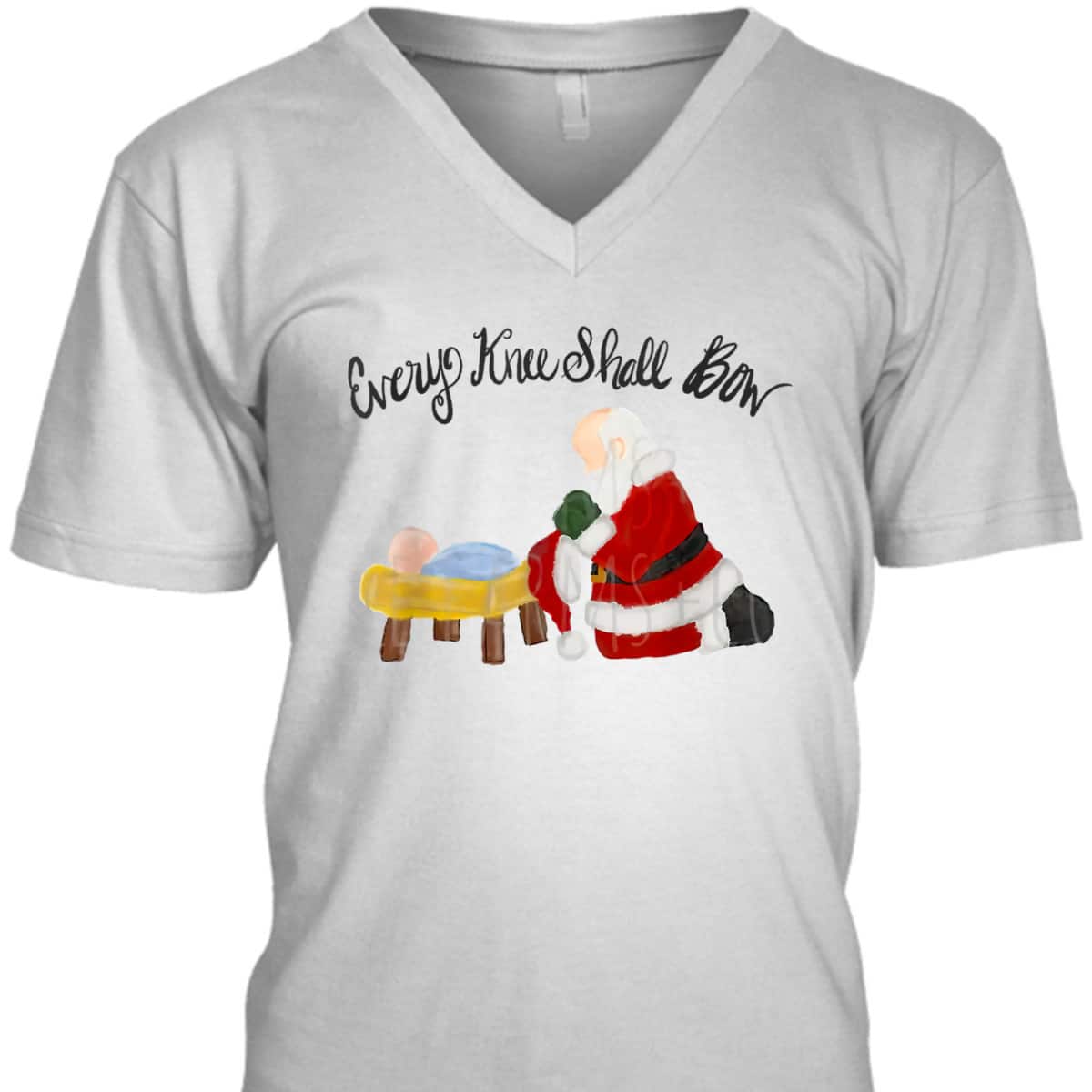 Every Knee Shall Bow Santa Xmas Jesus Christian Bible T-Shirt Every Knee Shall Bow Santa Xmas Jesus Christian Bible T-Shirt