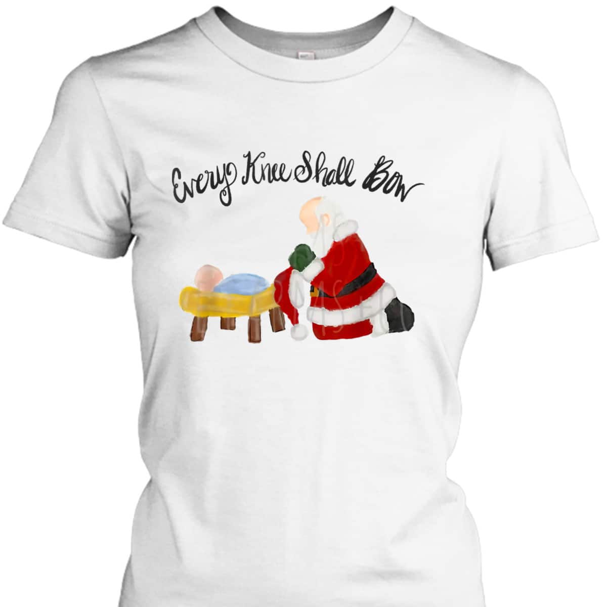 Every Knee Shall Bow Santa Xmas Jesus Christian Bible T-Shirt Every Knee Shall Bow Santa Xmas Jesus Christian Bible T-Shirt