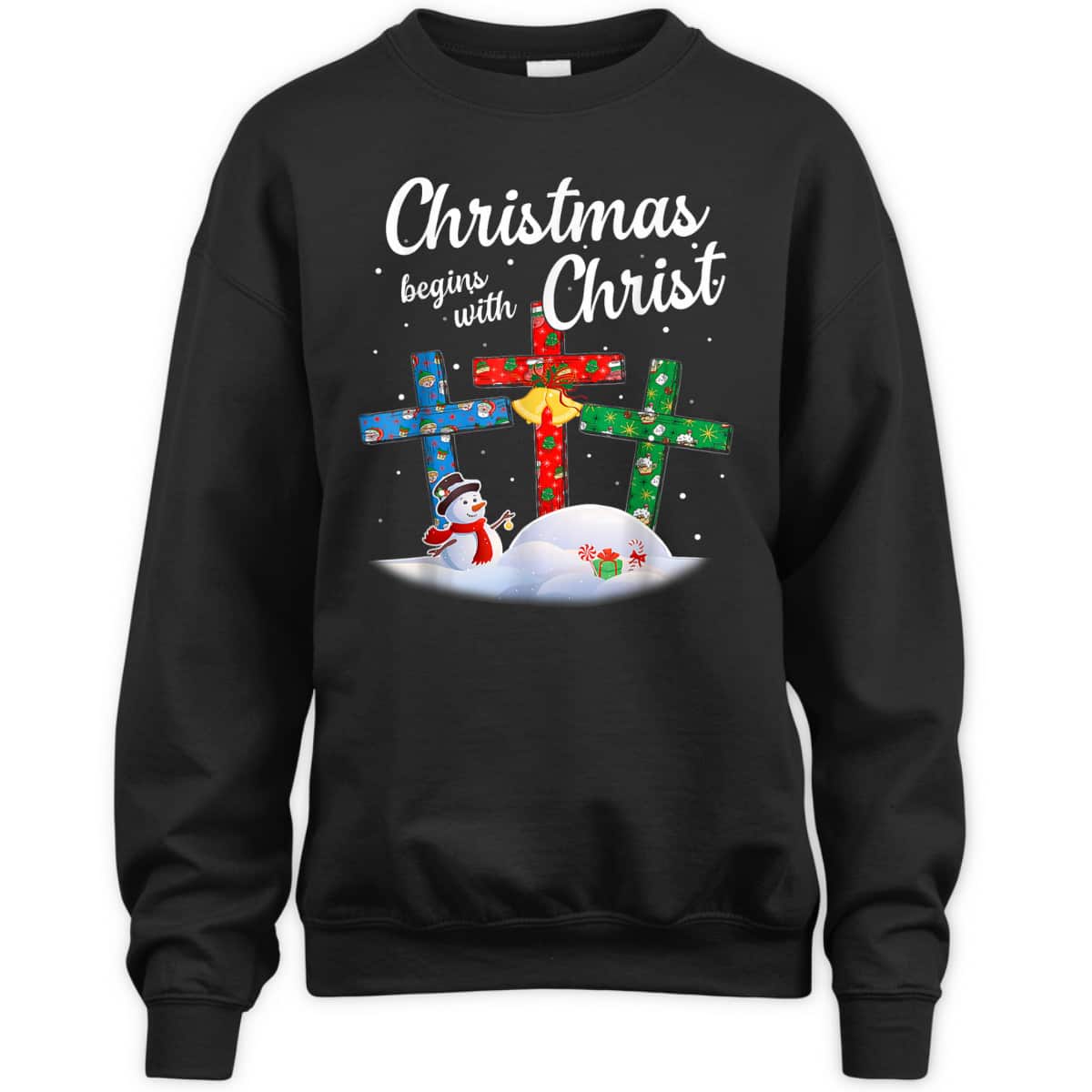Christmas Begins With Christ Snowman Christian Cross Religious Xmas T-Shirt Christmas Begins With Christ Snowman Christian Cross Religious Xmas T-Shirt