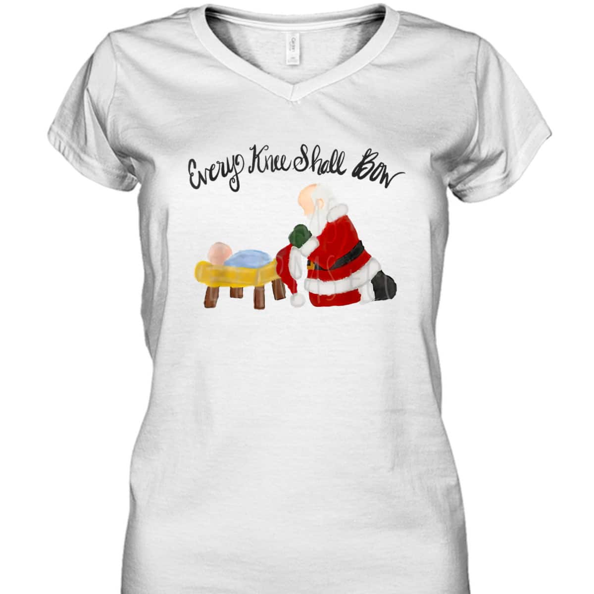 Every Knee Shall Bow Santa Xmas Jesus Christian Bible T-Shirt Every Knee Shall Bow Santa Xmas Jesus Christian Bible T-Shirt
