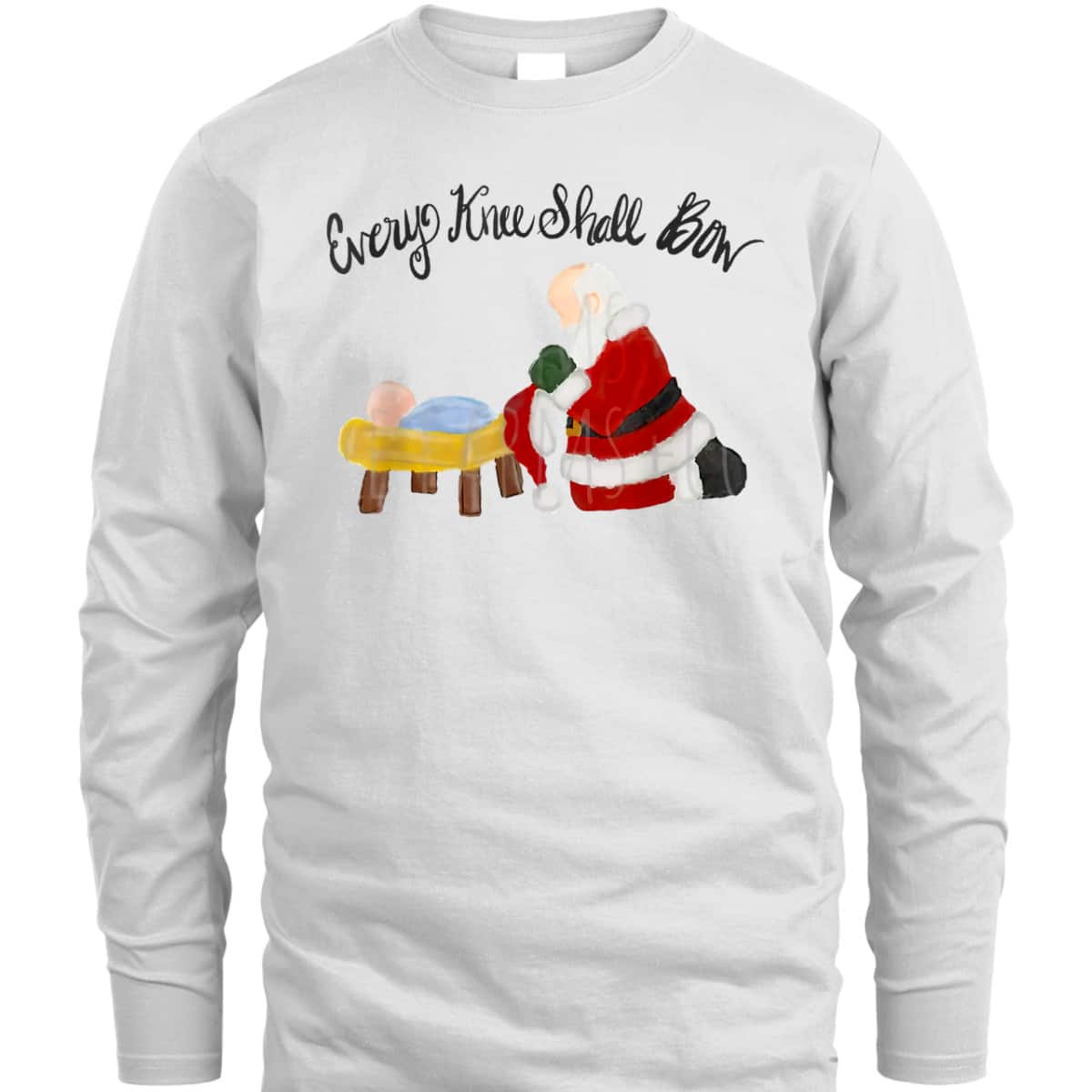 Every Knee Shall Bow Santa Xmas Jesus Christian Bible T-Shirt Every Knee Shall Bow Santa Xmas Jesus Christian Bible T-Shirt