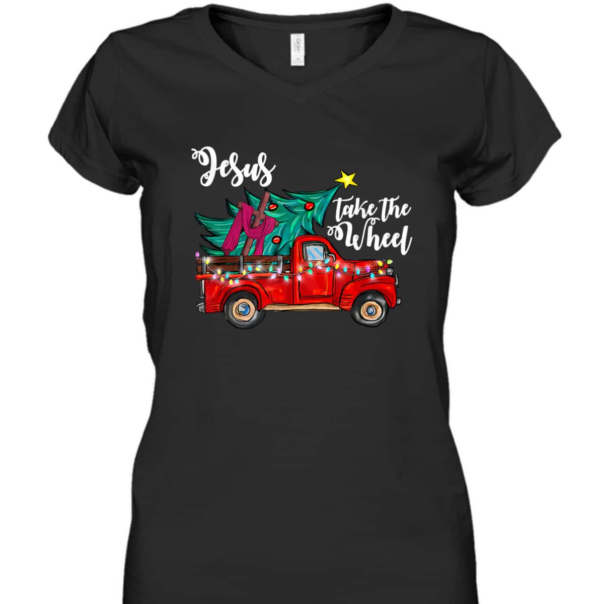 Jesus Take The Wheel Red Truck Christmas Tree Christian Xmas T-Shirt Jesus Take The Wheel Red Truck Christmas Tree Christian Xmas T-Shirt