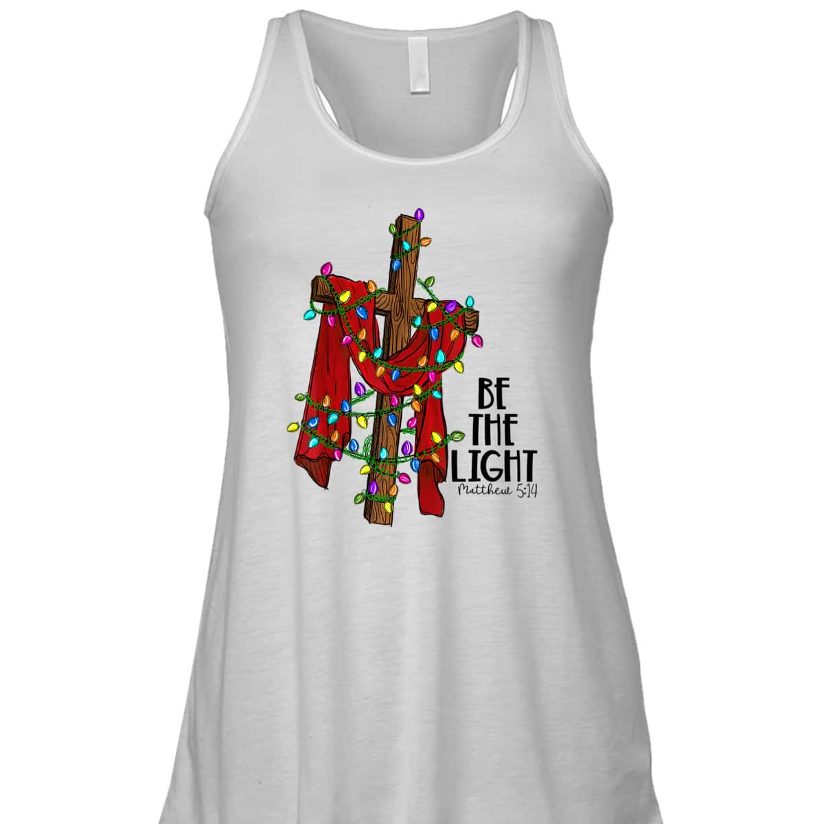 Christmas Cross With Xmas Lights Be The Light Bible Quote T-Shirt Christmas Cross With Xmas Lights Be The Light Bible Quote T-Shirt