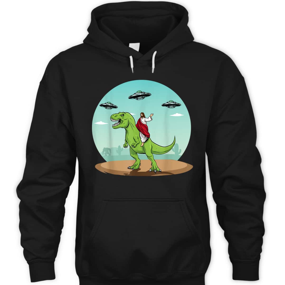 Jesus Riding A Dinosaur Funny Christian Bigfoot UFO Alien Abduction T-Shirt Jesus Riding A Dinosaur Funny Christian Bigfoot UFO Alien Abduction T-Shirt