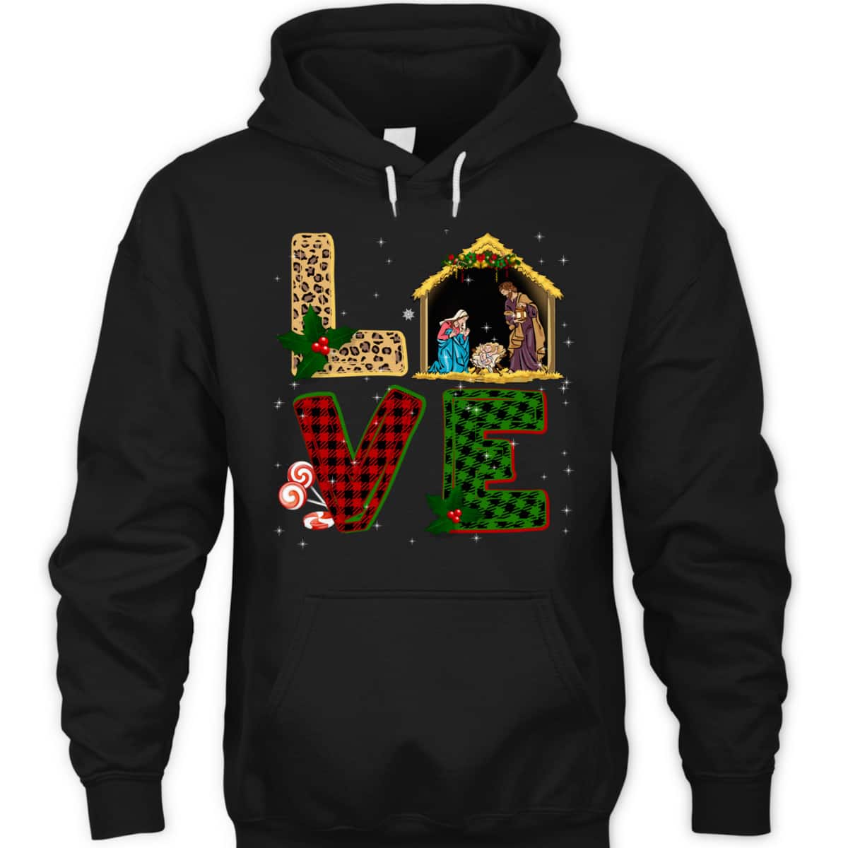 Love Leopard Plaid Christmas Nativity Christian T-Shirt Love Leopard Plaid Christmas Nativity Christian T-Shirt