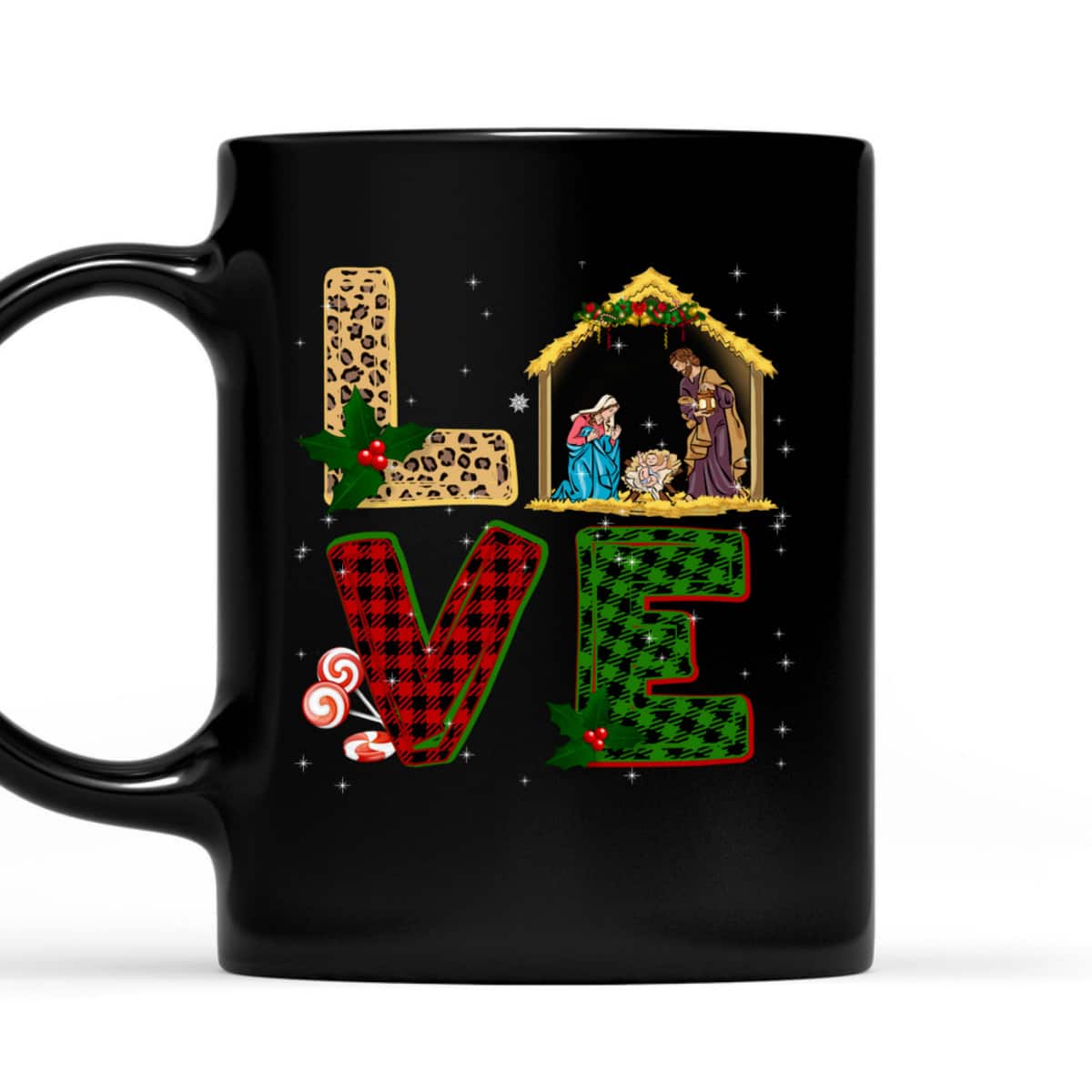 Love Leopard Plaid Christmas Nativity Christian T-Shirt Love Leopard Plaid Christmas Nativity Christian T-Shirt