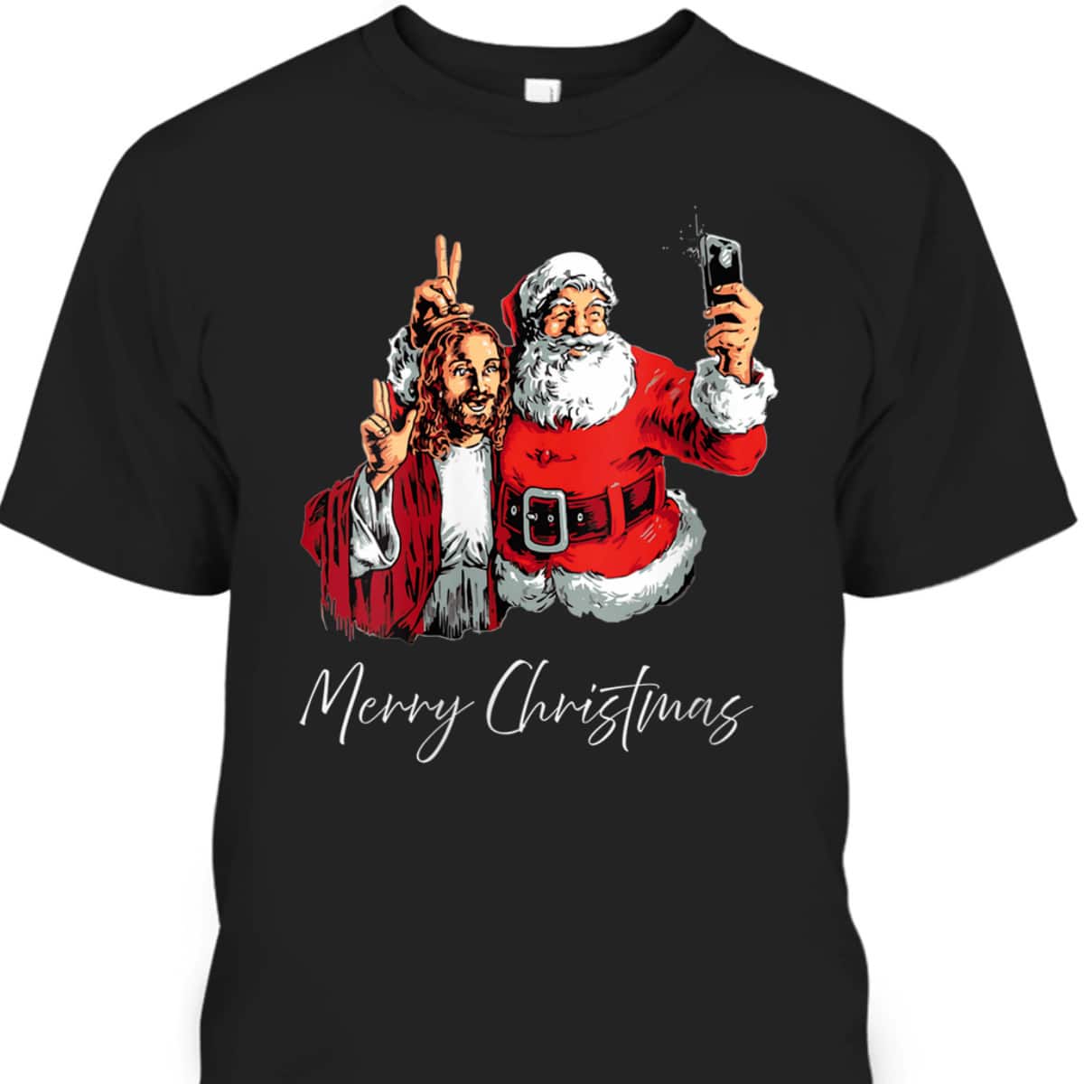 Merry Christmas Santa Claus Jesus God Selfie Xmas Christian T-Shirt Merry Christmas Santa Claus Jesus God Selfie Xmas Christian T-Shirt