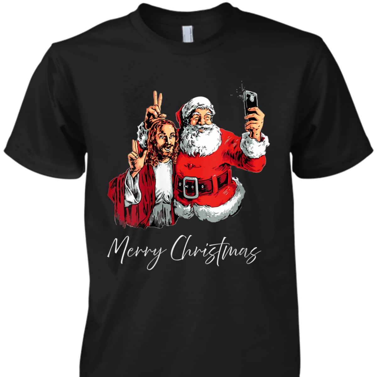 Merry Christmas Santa Claus Jesus God Selfie Xmas Christian T-Shirt Merry Christmas Santa Claus Jesus God Selfie Xmas Christian T-Shirt