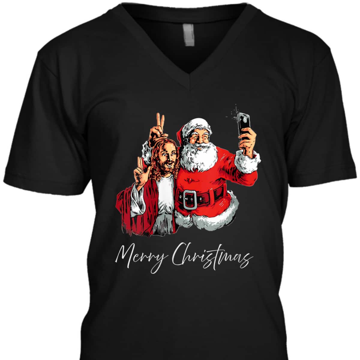 Merry Christmas Santa Claus Jesus God Selfie Xmas Christian T-Shirt Merry Christmas Santa Claus Jesus God Selfie Xmas Christian T-Shirt