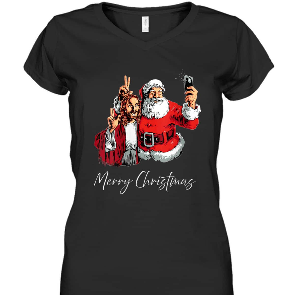 Merry Christmas Santa Claus Jesus God Selfie Xmas Christian T-Shirt Merry Christmas Santa Claus Jesus God Selfie Xmas Christian T-Shirt