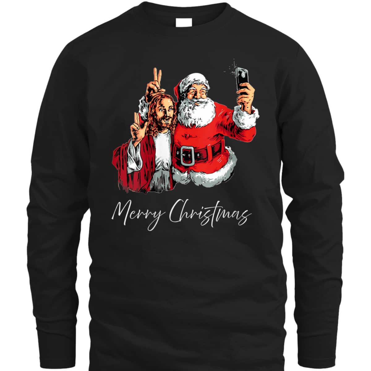Merry Christmas Santa Claus Jesus God Selfie Xmas Christian T-Shirt Merry Christmas Santa Claus Jesus God Selfie Xmas Christian T-Shirt