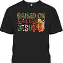 Raised On Sweet Tea Jesus Christian Xmas Lights Pajamas T-Shirt
