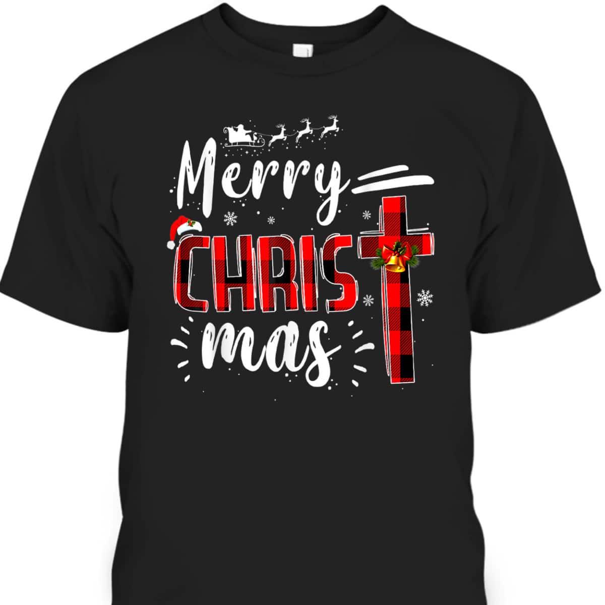 Merry Christmas Xmas Cross Red Plaid Christian Santa Claus T-Shirt Merry Christmas Xmas Cross Red Plaid Christian Santa Claus T-Shirt