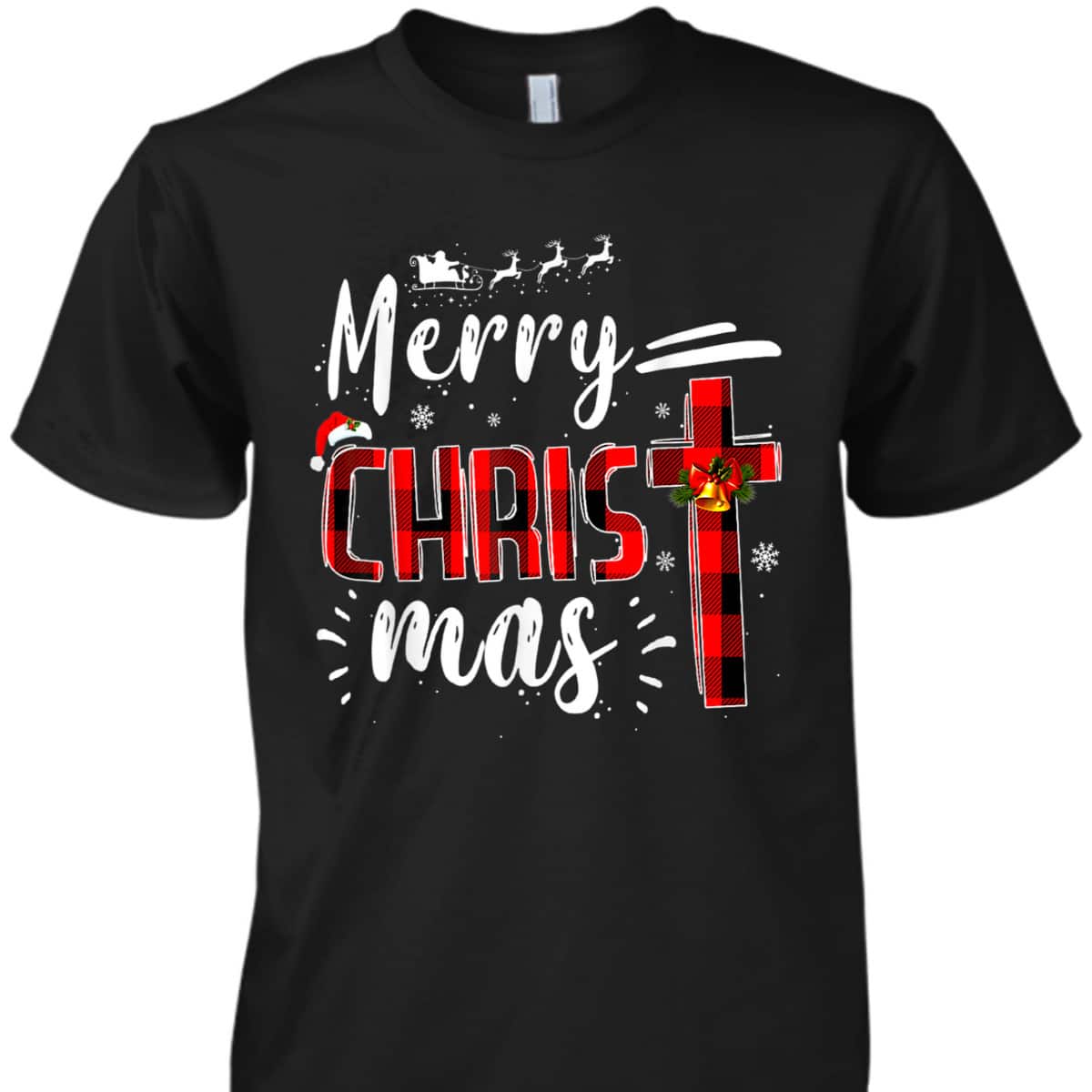 Merry Christmas Xmas Cross Red Plaid Christian Santa Claus T-Shirt Merry Christmas Xmas Cross Red Plaid Christian Santa Claus T-Shirt