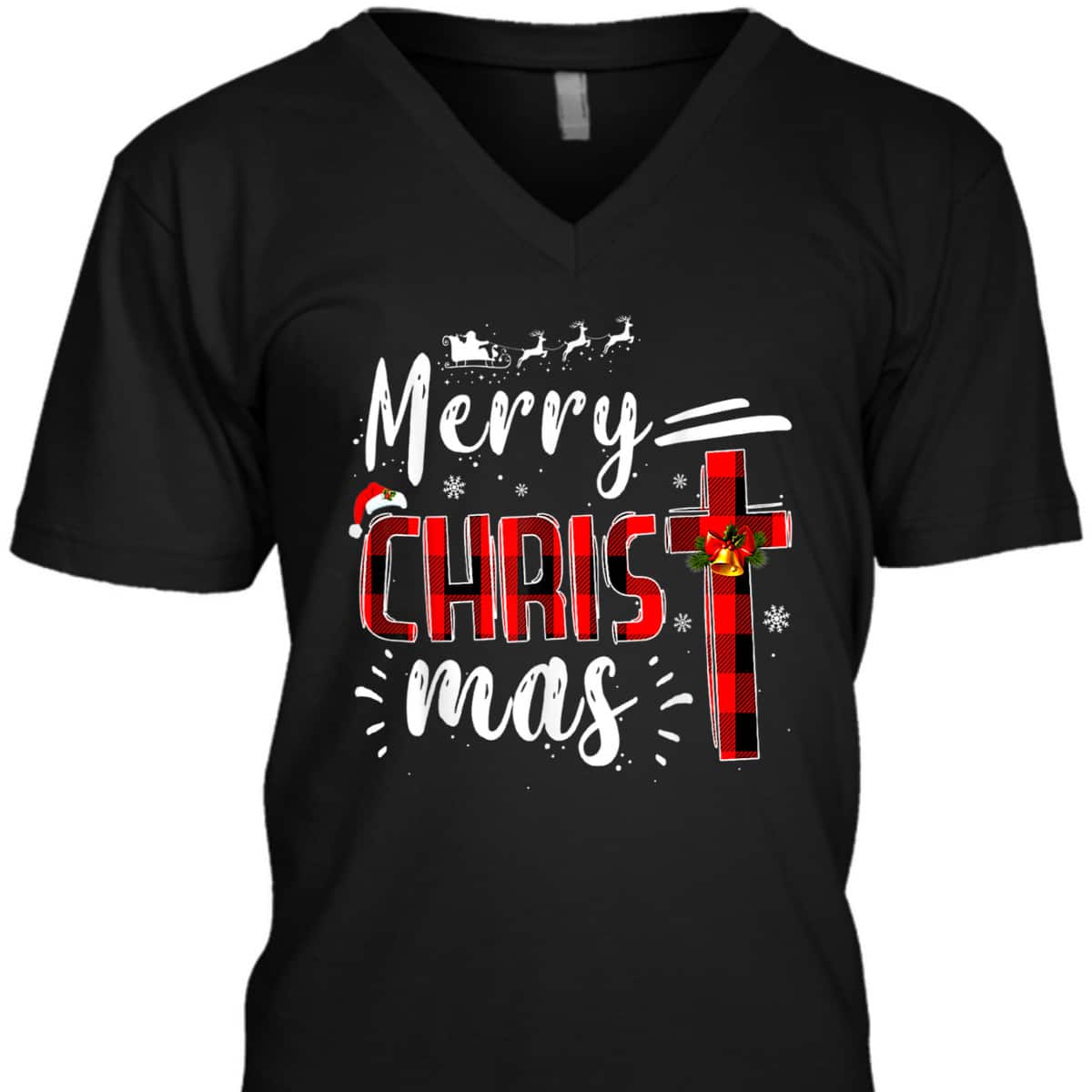 Merry Christmas Xmas Cross Red Plaid Christian Santa Claus T-Shirt Merry Christmas Xmas Cross Red Plaid Christian Santa Claus T-Shirt