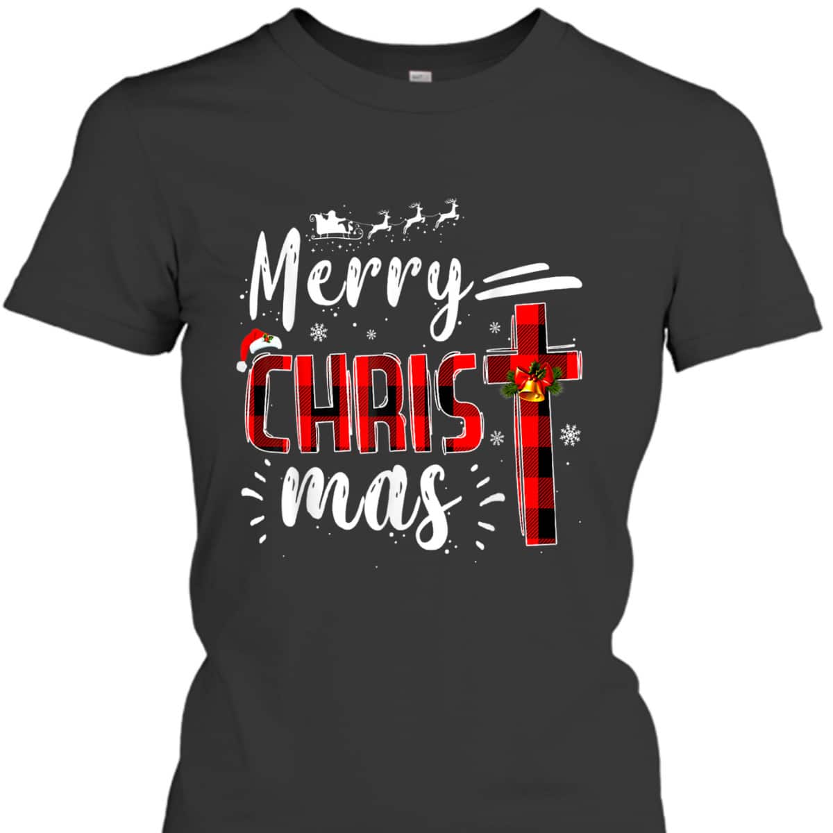 Merry Christmas Xmas Cross Red Plaid Christian Santa Claus T-Shirt Merry Christmas Xmas Cross Red Plaid Christian Santa Claus T-Shirt