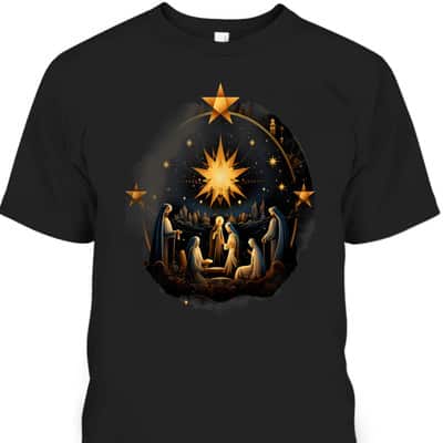 Christmas Birth Of Jesus Nativity Scene Star Christian X-Mas T-Shirt